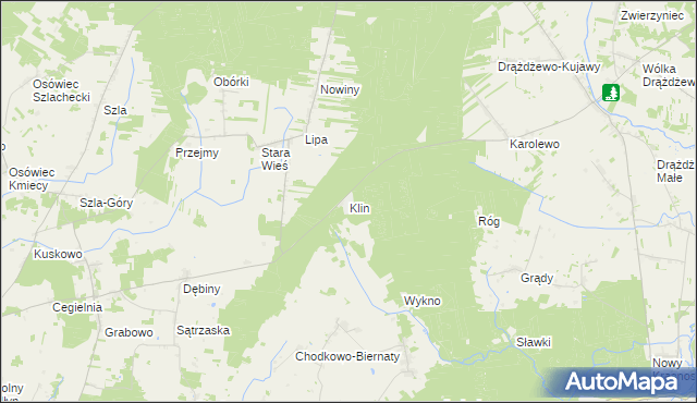 mapa Klin gmina Krasnosielc, Klin gmina Krasnosielc na mapie Targeo