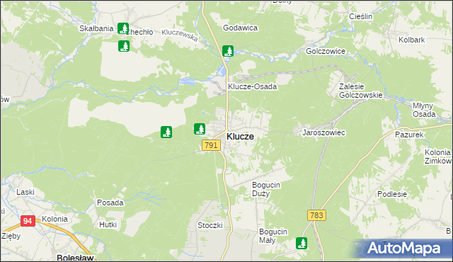 mapa Klucze powiat olkuski, Klucze powiat olkuski na mapie Targeo