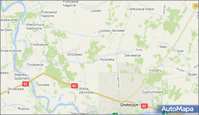 mapa Kłyzówka, Kłyzówka na mapie Targeo