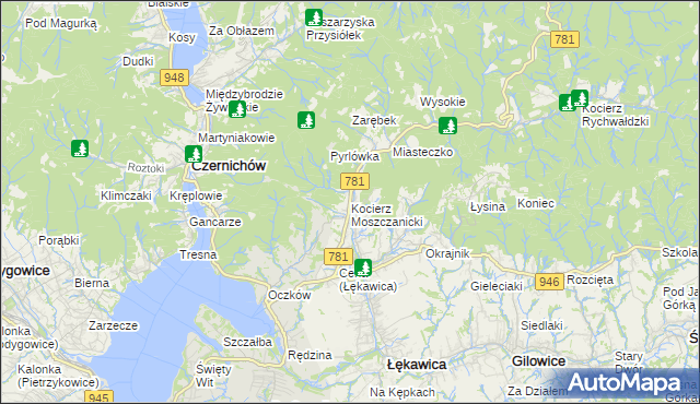 mapa Kocierz Moszczanicki, Kocierz Moszczanicki na mapie Targeo