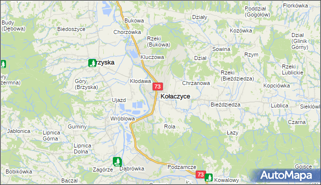 mapa Kołaczyce, Kołaczyce na mapie Targeo