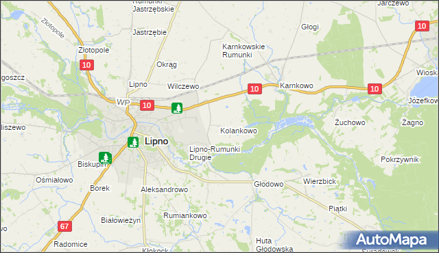 mapa Kolankowo gmina Lipno, Kolankowo gmina Lipno na mapie Targeo