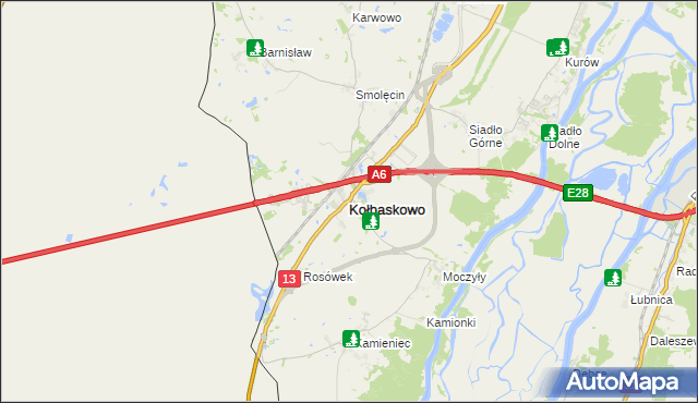 mapa Kołbaskowo, Kołbaskowo na mapie Targeo