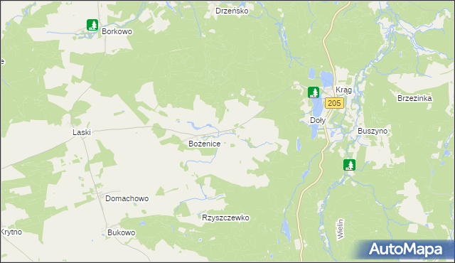 mapa Komorowo gmina Polanów, Komorowo gmina Polanów na mapie Targeo