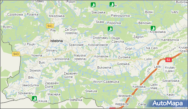 mapa Koniaków, Koniaków na mapie Targeo