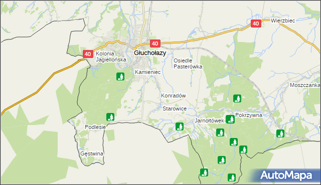 mapa Konradów gmina Głuchołazy, Konradów gmina Głuchołazy na mapie Targeo