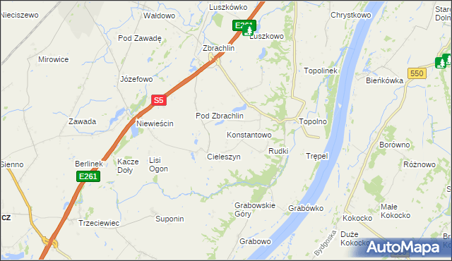 mapa Konstantowo gmina Pruszcz, Konstantowo gmina Pruszcz na mapie Targeo