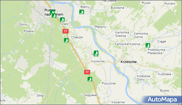 mapa Kopki gmina Rudnik nad Sanem, Kopki gmina Rudnik nad Sanem na mapie Targeo