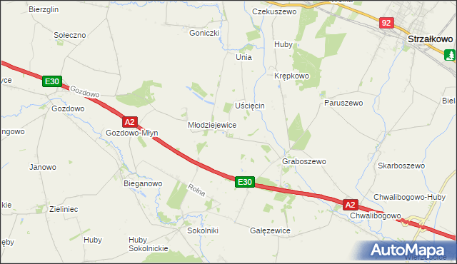 mapa Kościanki gmina Strzałkowo, Kościanki gmina Strzałkowo na mapie Targeo