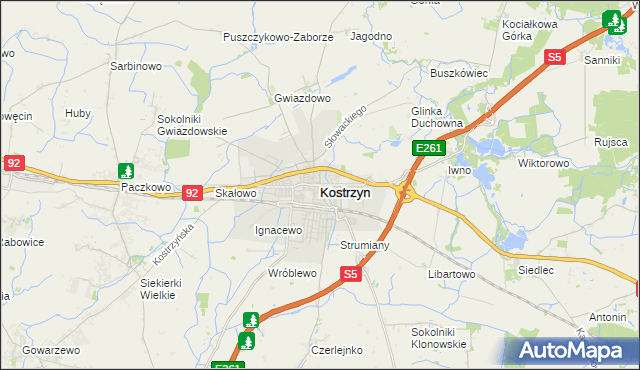mapa Kostrzyn powiat poznański, Kostrzyn powiat poznański na mapie Targeo
