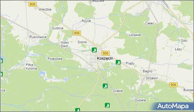 mapa Koszęcin powiat lubliniecki, Koszęcin powiat lubliniecki na mapie Targeo