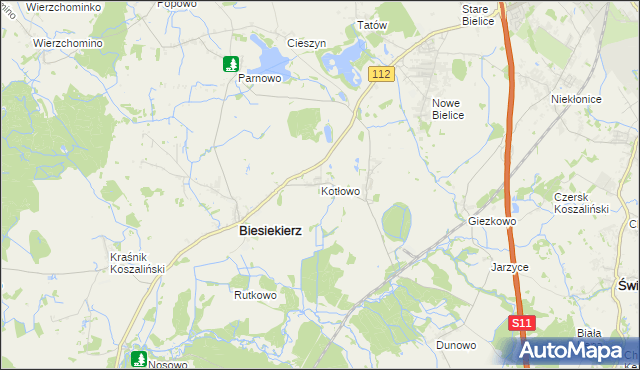 mapa Kotłowo gmina Biesiekierz, Kotłowo gmina Biesiekierz na mapie Targeo