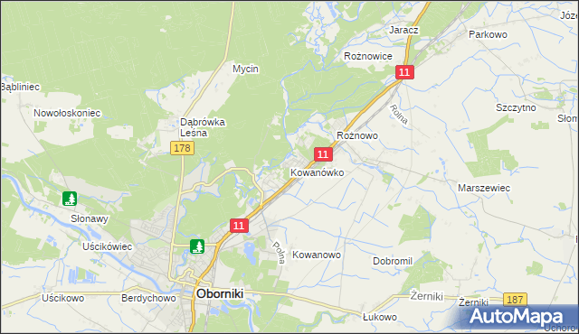 mapa Kowanówko, Kowanówko na mapie Targeo