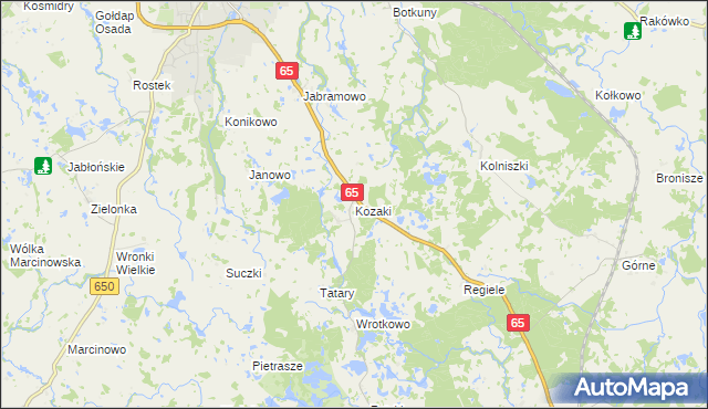 mapa Kozaki gmina Gołdap, Kozaki gmina Gołdap na mapie Targeo