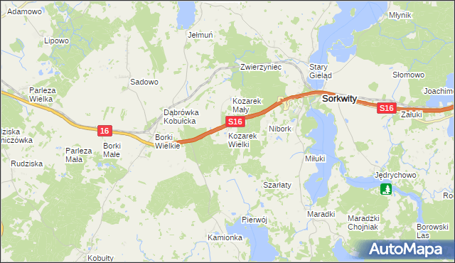 mapa Kozarek Wielki, Kozarek Wielki na mapie Targeo