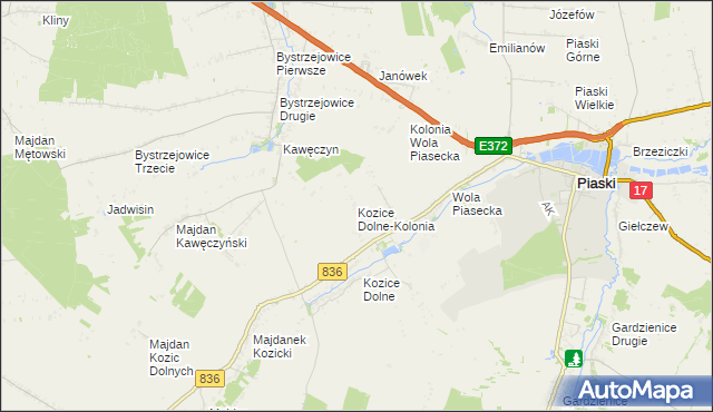 mapa Kozice Dolne-Kolonia, Kozice Dolne-Kolonia na mapie Targeo