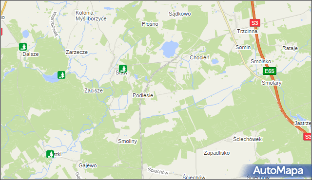 mapa Kozin gmina Lubiszyn, Kozin gmina Lubiszyn na mapie Targeo