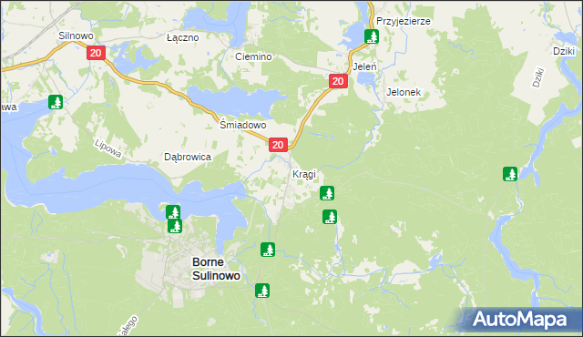 mapa Krągi, Krągi na mapie Targeo