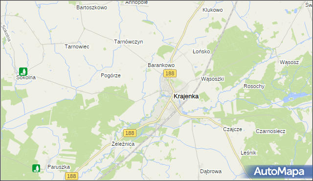 mapa Krajenka-Wybudowanie, Krajenka-Wybudowanie na mapie Targeo