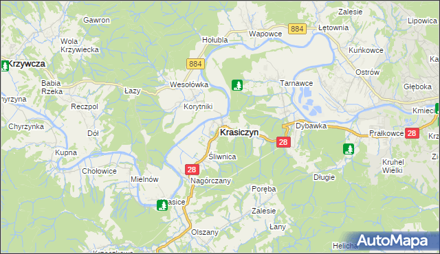 mapa Krasiczyn, Krasiczyn na mapie Targeo