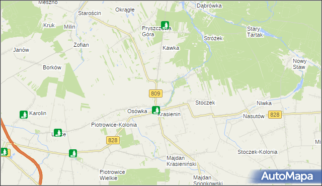 mapa Krasienin-Kolonia, Krasienin-Kolonia na mapie Targeo