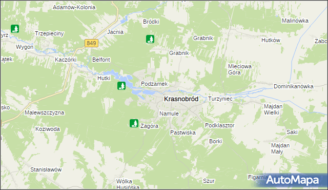 mapa Krasnobród, Krasnobród na mapie Targeo