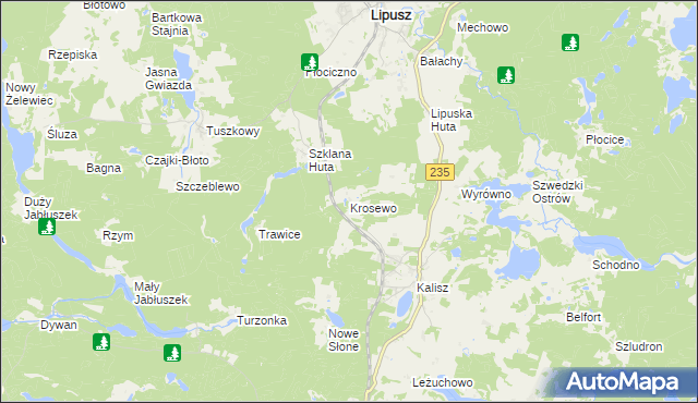 mapa Krosewo, Krosewo na mapie Targeo