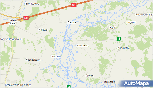 mapa Kruszewo gmina Choroszcz, Kruszewo gmina Choroszcz na mapie Targeo