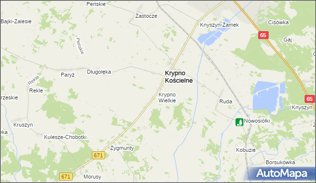mapa Krypno Wielkie, Krypno Wielkie na mapie Targeo