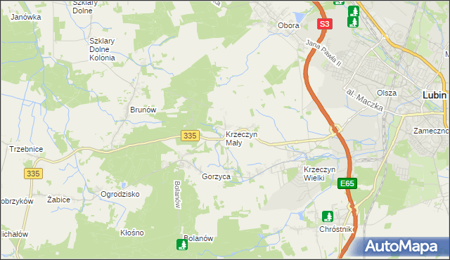 mapa Krzeczyn Mały, Krzeczyn Mały na mapie Targeo