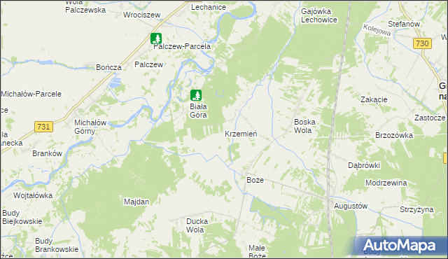 mapa Krzemień gmina Stromiec, Krzemień gmina Stromiec na mapie Targeo