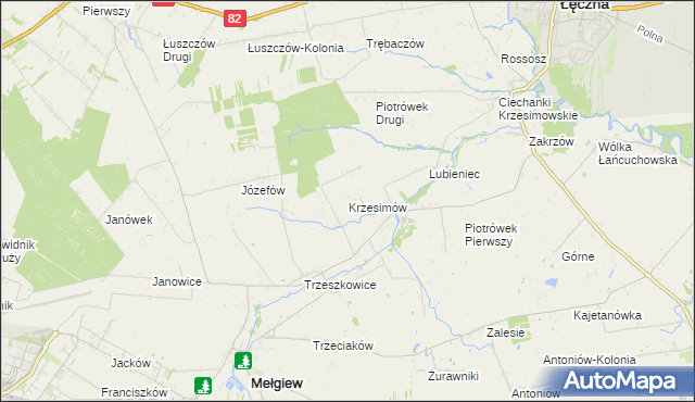 mapa Krzesimów, Krzesimów na mapie Targeo