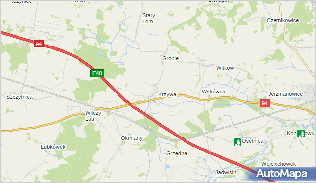 mapa Krzywa gmina Chojnów, Krzywa gmina Chojnów na mapie Targeo