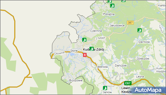 mapa Kudowa-Zdrój, Kudowa-Zdrój na mapie Targeo