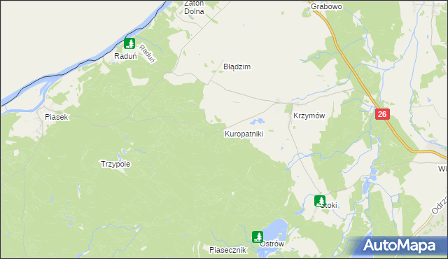 mapa Kuropatniki, Kuropatniki na mapie Targeo