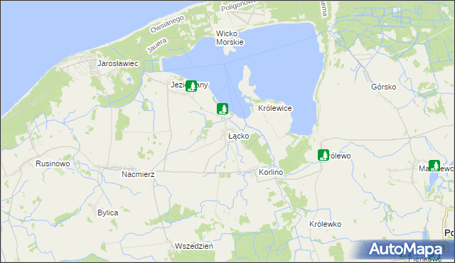 mapa Łącko gmina Postomino, Łącko gmina Postomino na mapie Targeo