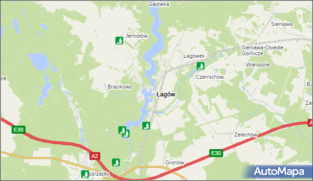 mapa Łagów powiat świebodziński, Łagów powiat świebodziński na mapie Targeo