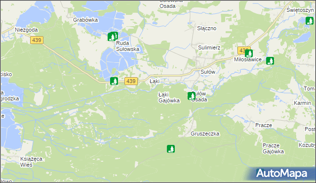 mapa Łąki Gajówka, Łąki Gajówka na mapie Targeo