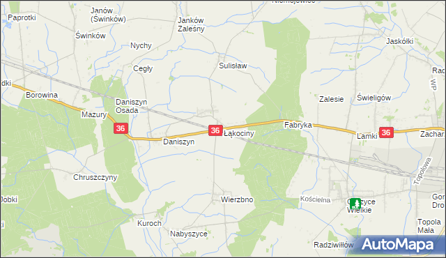 mapa Łąkociny, Łąkociny na mapie Targeo