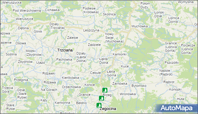 mapa Łąkta Dolna, Łąkta Dolna na mapie Targeo