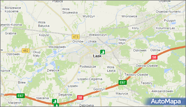 mapa Łask, Łask na mapie Targeo