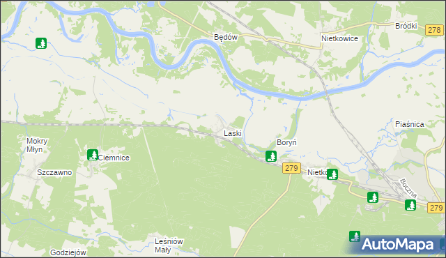 mapa Laski gmina Czerwieńsk, Laski gmina Czerwieńsk na mapie Targeo