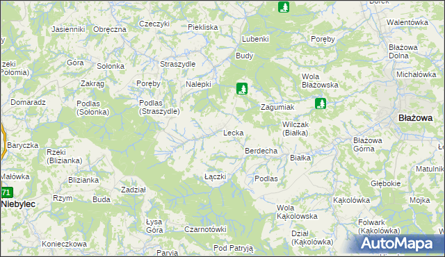 mapa Lecka, Lecka na mapie Targeo