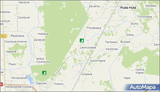 mapa Leśniczówka gmina Ruda-Huta, Leśniczówka gmina Ruda-Huta na mapie Targeo