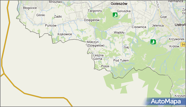 mapa Leszna Górna, Leszna Górna na mapie Targeo