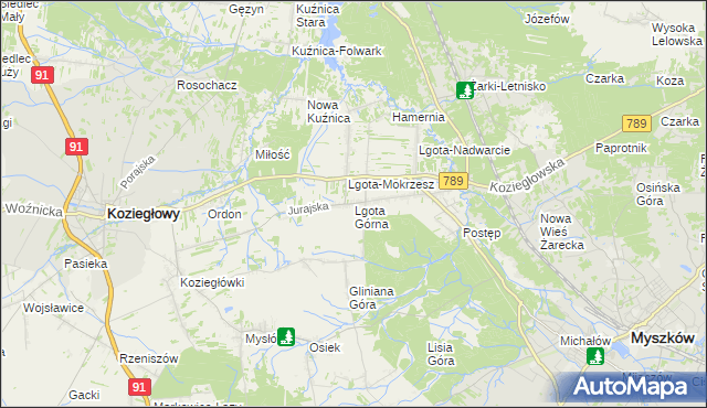 mapa Lgota Górna, Lgota Górna na mapie Targeo