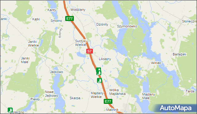 mapa Liksajny, Liksajny na mapie Targeo