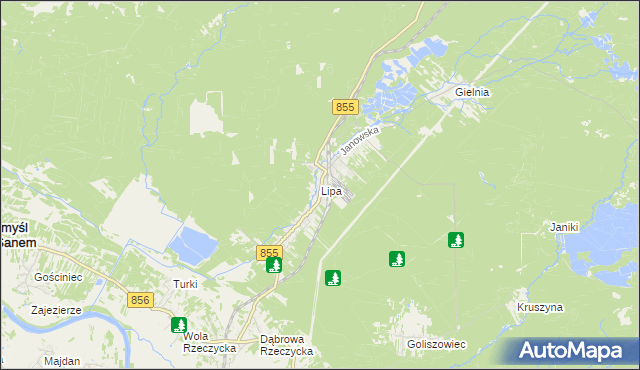 mapa Lipa gmina Zaklików, Lipa gmina Zaklików na mapie Targeo