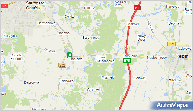 mapa Lipinki Szlacheckie, Lipinki Szlacheckie na mapie Targeo