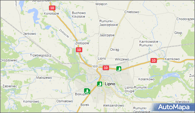 mapa Lipno powiat lipnowski, Lipno powiat lipnowski na mapie Targeo